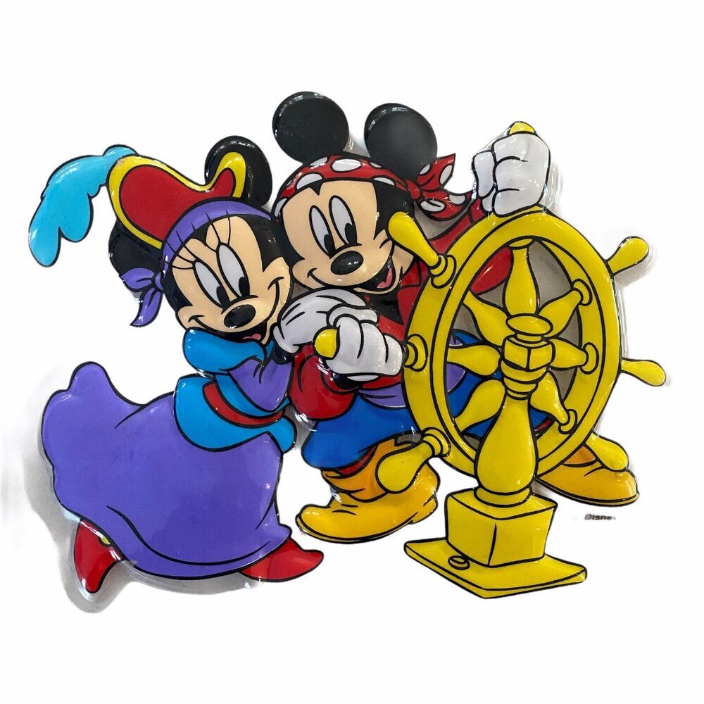 Vtg Disney 3D Molded Plastic Wall Hanging Mickey & Minnie 7”x 10” RARE